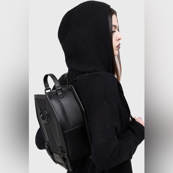Killstar Nexus Black Crescent Moon Coffin Shaped Backpack | Like New - Picture 2 of 9